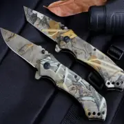 Folding Locking Lock Back Knives Knife Camouflage Hunting Tactical Self Defense