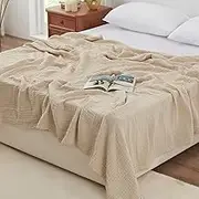 Love's cabin 6 Layer 100% Cotton Muslin Blanket, 90"x90" Muslin Blanket Queen for Couch Bed, Lightweight and Breathable Cotton Gauze for Adult, Apricot