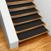 Set of 15 SKID-RESISTANT Carpet Stair Treads 8"x30" BLACK runner rugs