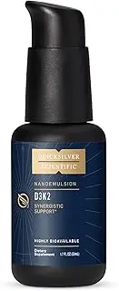 Quicksilver Scientific Nanoemulsified D3K2 - Emulsified Liquid Vitamin D3 + K2 MK7 Liposomal Supplement for Heart, Bone Health + Immune Support - Bioactive 2500IU for Enhanced Absorption (1.7fl oz/50ml)
