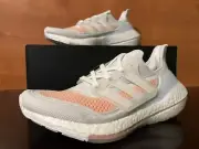 Adidas Ultraboost 21 Gray Peach White Running Sneakers Women's Size 7.5 FY0396