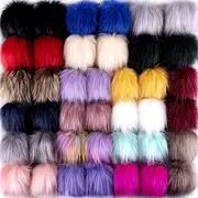 SIQUK 40pcs Faux Fox Fur Pom Pom Balls (20 Bright Colors, 2 Pcs Each) for Hats, Scarves, Gloves, Bags & Accessories
