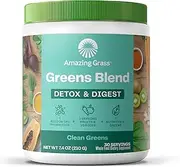 Amazing Grass Green Superfood Detox & Digest: Organic Plant Based Cleanse Powder with 1 Billion Probiotics, Greens and Wheat Grass, Clean Green Flavor, 30 Servings