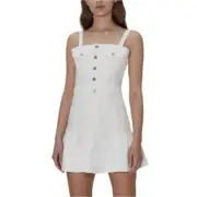 7 For All Mankind Womens L White Denim Button Front Pockets Mini Dress NWT