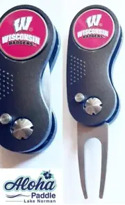 GOLF SWITCHBLADE WISCONSIN BADGERS Divot Repair Tool + Ballmarker GrayRed