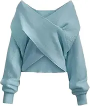 [Generic] Women Outfits Office Elegant Cross Knitwears Pullover Sweater and High Waist Skirts Sets