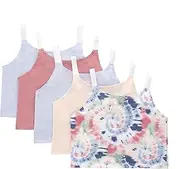 [Hanes] Girls' Big Originals Crop Cami Pack, Moisture Wicking Cotton Blend Tank, 5-Pack