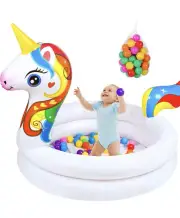 Unicorn Kiddie Baby Pool - Inflatable Blow up Plastic Swimming Pools/Ice Serving