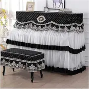 Grand Piano Cover, High Grade Full Cover Fabric Piano Cover, Piano Dust Cover, Upright Piano and Stool Set, Modern Simple Lace Nordic Electric Piano Set (Color : Black, Size : Single Stool Cover)
