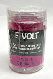 E-VOLT 80 PCS RED HEAT SHRINK FEMALE SPADE QUICK DISCONNECTS 22-16 GA AWG Gauge