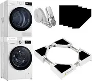 Washer Dryer Stacking Kit, Universal 24/25/ 26/27/ 28/29 Inch Washer and Dryer Stackable, Adjustable Stacking Kit for Washing Machine and Dryer, Connecting Frame with Ratchet Strap