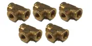 5 PACK BRASS FORGED REDUCING TEE FITTING 1/2 X 1/2 X 3/8 FEMALE NPT FNPT WOG