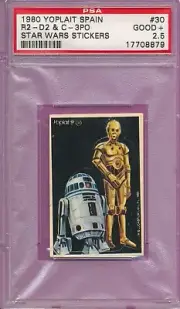 PSA 2.5 GOOD+ R2-D2 C-3PO SPAIN STAR WARS 1980 YOPLAIT STICKER #30 R2D2 SW-TPHLC