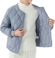 [JEShifangjiusu] Men's Casual Windproof Jacket Quilted Puffer Coat Windbreaker Lightweight Sportswear, Blue 2, 3XL