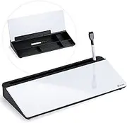 Varhomax Glass Desk Whiteboard with Storage, Desktop Dry Erase White Board to-do List Memo Keyboard Stand for Home Office and School Supplies (Black&White)