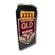 XXXX QLD MAROONS ORIGIN BEER CAN 810 X 380 MM METAL SIGN HEAVY DUTY MANCAVE