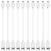 10 Pack 20cm Short Data Transfer Charger Charging Micro USB Cable Cord for Android Phone Device Tablet Bulk White TPE Plastic
