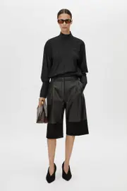 Branzi Contrast Leather Short in Black - CAMILLA AND MARC® C&M