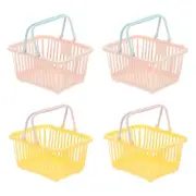 4PCS Mini Shopping Baskets with Handles Small Tiny Baskets, Pink Yellow