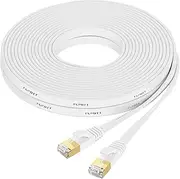 Fumitt Cat 7 Ethernet Cable 10m, High Speed Network Cable 10Gbps 600Mhz/s LAN Cord Shielded Flat Internet Wires Gigabit RJ45 Patch Cords Compatible with Gaming PS5 Router Modem PC (White)