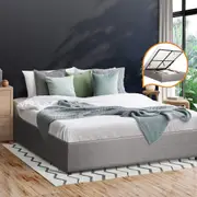 Oikiture Bed Frame Double Size Gas Lift Bed Base With Storage