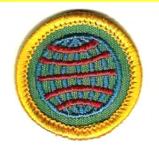NEW WORLD HERITAGE 1974 Badge Cadette Girl Scout Plastic Globe Earth FREE SHIP