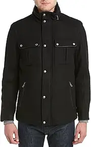 [Cole Haan] Signature Men's Wool Melton Stand Collar Jacket with Patch Pockets