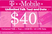 T-Mobile 30 Day Prepaid Plan $40 | 10GB Data | eSIM or SIM Card