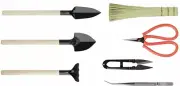 Planters' Choice Bonsai Tool Kit Wooden Rake Spades Scissors Tweezers Shears
