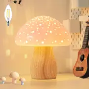 Mushroom Lamp, Ceramic Bedside Table Lamp for Bedroom Nightstand, Vintage Cut...