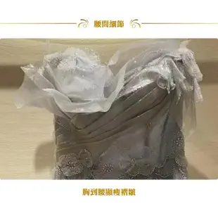 【女神婚紗禮服】高級氣質花花A字裙銀色平口新娘敬酒宴會晚禮服2023092131(A字 氣質 修身 洋裝)