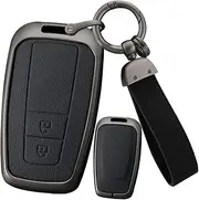 ontto Alloy Leather Key Fob Cover Fit for Toyota 86 GT86 Avalon C-HR Camry Corolla Highlander Land Cruiser Prado Prius RAV4 Smart Key Shell case keyring Key holder bag keychain accessories