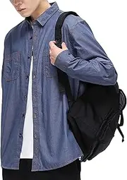[JEShifangjiusu] Men's Lightweight Denim Jackets Slim Fit Classic Trucker Coat, Dark Blue, XXL