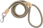 1.25M Heavy Duty Dog Leash Durable Mountain Climbing Rope with Leather Connection and Sturdy Clasp for Training and Outdoor Adventures Beige Color