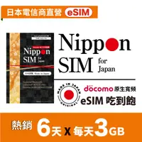 在飛比找蝦皮購物優惠-Nippon SIM 日本網卡esim 原生*非漫遊 6天x