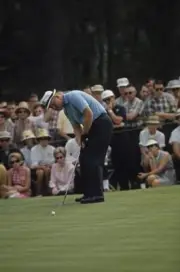 Jack Nicklaus in action putt at Augusta National Augusta GA 4 8 19- Old Photo