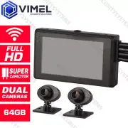 Vimel Motorbike 64GB Dual Camera WIFI Super Capacitor Hardwired Kit Security