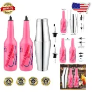 Premium 25oz Pink Flair Bottles & Boston Shaker – Perfect for Bartender Practice