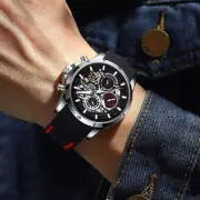 Multifunctional Quartz Skeleton Sports Watch with Chronograph and Calendar Featu