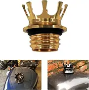 HDBUBALUS King Crown Gas Cap Fuel Tank Right-hand Thread Billet Aluminum Fit For Harley Sportster Dyna Touring Road King Softail Trike Freewheeler FLRT Yellow