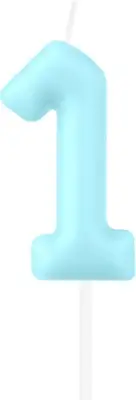 Macaron Blue Number 1 Candles, Pastel Blue First Birthday Candles, Macaron Happy