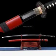 Sanmai Steel Clay Tempered Japanese Katana Abrasive Brass Tsuba Sword Full Tang.