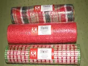 Mix 3 Lot Place & Time Christmas Holiday Decorative Mesh Ribbon 10" x 18ft