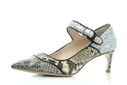 Miu Miu Python Print Leather Pointy Toe Mary Jane Pumps Z2896 Size 36 EU / 6 US