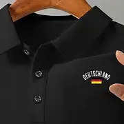 Men's Waffle Polo Shirts Casual Turndown Short Sleeve Fashion Modern Germany National Flag Buttons Plain Summer Mahogany Black Light Green Dark Blue Light Blue
