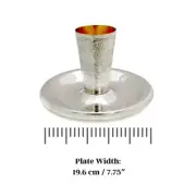 Shabbat Kiddush Cup and Plate in Contemporary Hammered Silver Hanukkah Gift
