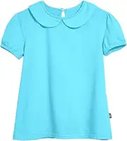 [City Threads] Girls' Peter Pan Collar A-Line Puff Tee Tshirt for School & Play