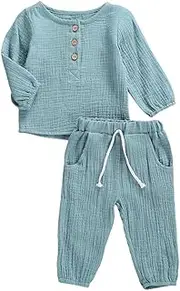 [Geagodelia] Baby Clothing Set Baby Boys Girls Clothing Outfit T-Shirt Top + Trousers Shorts Newborn Soft Plain Baby Set T-47740