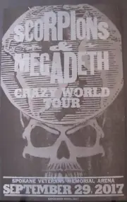 Hatch Show Print Scorpions & Megadeth Crazy World Tour Spokane September 2017