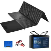 1PC Queens 12V 95AH Lithium Battery 1PC 200W Solar Blanket 1PC Solar Controller